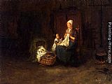 Bernard de Hoog A Mother And Her Children In An Interior painting